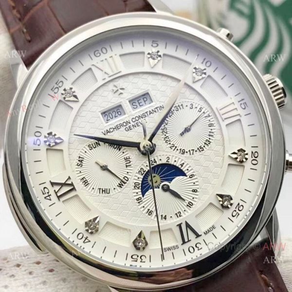 Vacheron Constantin Annual Calendar Moonphase Replica watch SS White Face Vacheron Constantin Annual Calendar Moonphase Replica watch SS White Face