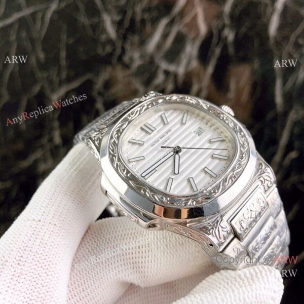 High Replica Patek Philippe Nautilus White Face Stainless Steel Tattoo Watches High Replica Patek Philippe Nautilus White Face Stainless Steel Tattoo Watches