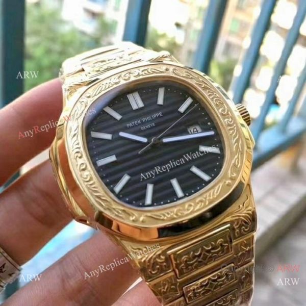 Patek Philippe Nautilus Replica Watches Yellow Gold Blue Dial Patek Philippe Nautilus Replica Watches Yellow Gold Blue Dial