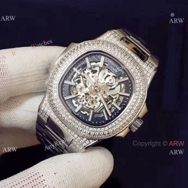 New Replica Patek Philippe Nautilus Hollow Ice Out Watch Stainless Steel New Replica Patek Philippe Nautilus Hollow Ice Out Watch Stainless Steel