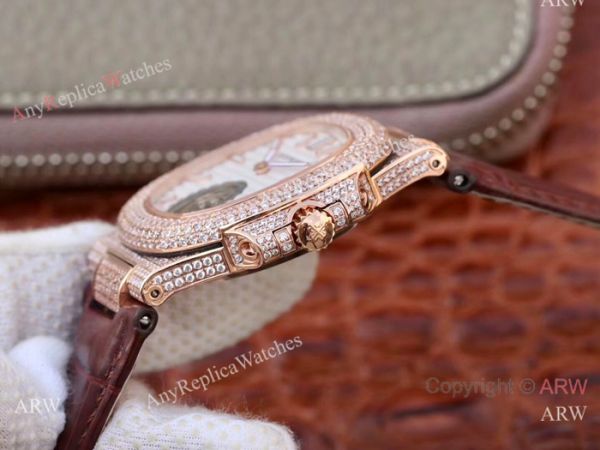 Swiss Replica Patek Philippe Nautilus Jumbo R8 Watch Rose Gold Iced Out Swiss Replica Patek Philippe Nautilus Jumbo R8 Watch Rose Gold Iced Out