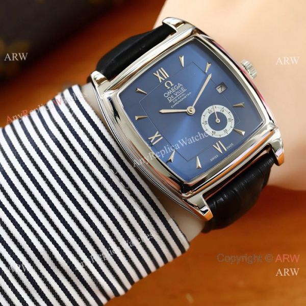 New Replica Omega De Ville Men Watches SS Blue Face New Replica Omega De Ville Men Watches SS Blue Face