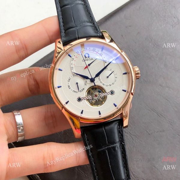 Replica Omega Tourbillon All Black Leather Strap Watches 43mm Replica Omega Tourbillon All Black Leather Strap Watches 43mm