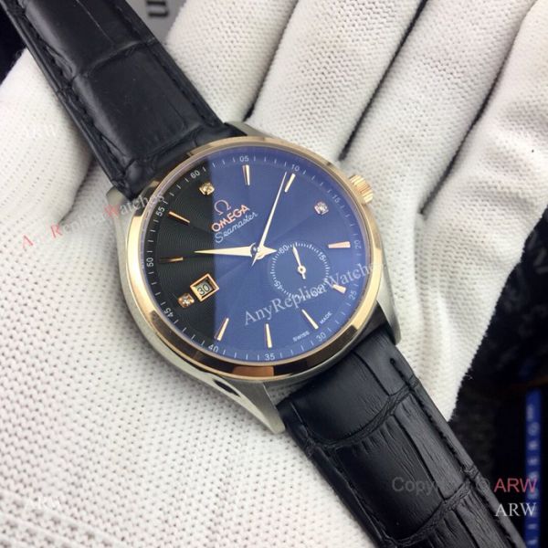 New Omega seamaster 41mm watches Gold Bezel Brown Leather Band New Omega seamaster 41mm watches Gold Bezel Brown Leather Band