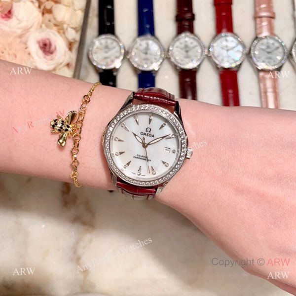 Copy Omega DeVille Co-Axial Cscapement Ladies 34mm watch Diamond bezel Copy Omega DeVille Co-Axial Cscapement Ladies 34mm watch Diamond bezel