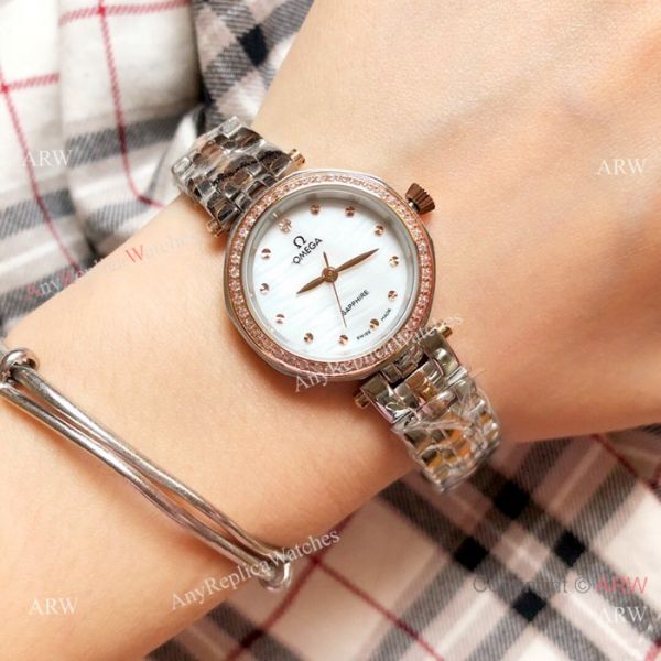 Replica Omega Women Watches Stainless Steel White MOP Dial Replica Omega Women Watches Stainless Steel White MOP Dial