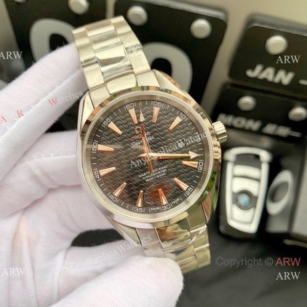 Omega Seamaster AQUA TERRA Swiss 8215 Watches Replica SS White Waved Dial Omega Seamaster AQUA TERRA Swiss 8215 Watches Replica SS White Waved Dial