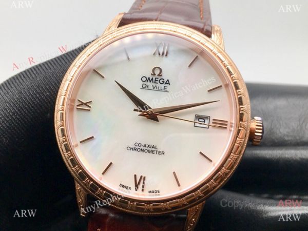 SWISS Replica Omega De Ville Rose Gold Mother of Pearl Dial Watches SWISS Replica Omega De Ville Rose Gold Mother of Pearl Dial Watches