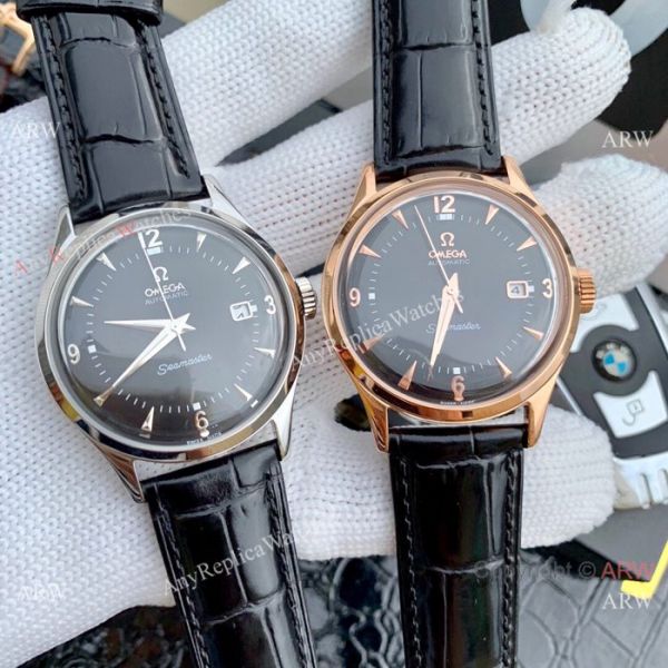 Omega Seamaster Replica Wristwatch SS Brown Leather Band Omega Seamaster Replica Wristwatch SS Brown Leather Band