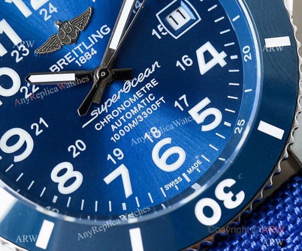 Swiss Copy Breitling Superocean II Sapphire Glass Watch Silver Case Blue Face Swiss Copy Breitling Superocean II Sapphire Glass Watch Silver Case Blue Face
