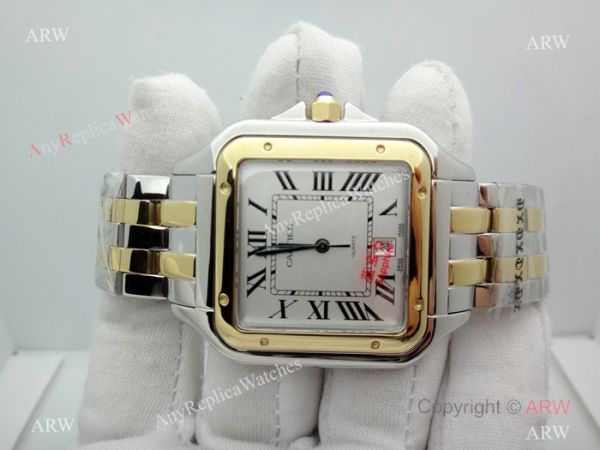 Panthere De Cartier Silver Dial Two Tone Men Watch 38mm Panthere De Cartier Silver Dial Two Tone Men Watch 38mm