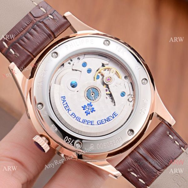 Patek Philippe Perpetual Calendar Rose Gold Case with Brown Leather Strap Watch Patek Philippe Perpetual Calendar Rose Gold Case with Brown Leather Strap Watch