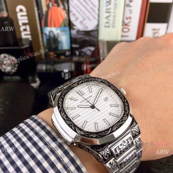 Best Replica Patek Philippe Engraving Nautilus Blue Dial 40MM Watches Best Replica Patek Philippe Engraving Nautilus Blue Dial 40MM Watches