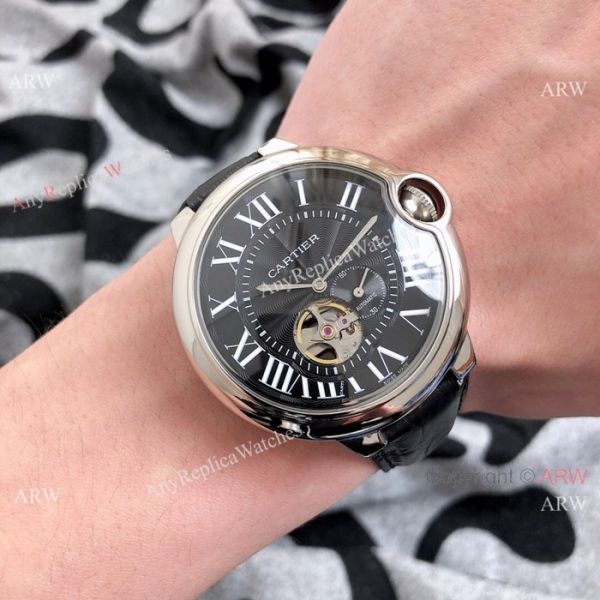 Swiss Quality Replica Cartier Ballon Bleu de Watches SS Black Dial Swiss Quality Replica Cartier Ballon Bleu de Watches SS Black Dial