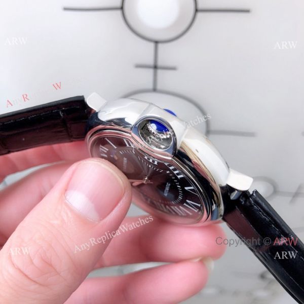 Copy Ballon Bleu de Cartier Moonphase Watch White Dial Black Leather Band Copy Ballon Bleu de Cartier Moonphase Watch White Dial Black Leather Band