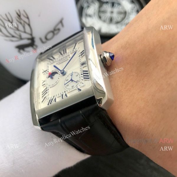 Cartier Tank Moonphase Men Wristwatch Rose Gold Black Dial Cartier Tank Moonphase Men Wristwatch Rose Gold Black Dial