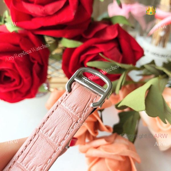 New Style Santos Cartier Watch Lady Pink Leather Strap New Style Santos Cartier Watch Lady Pink Leather Strap