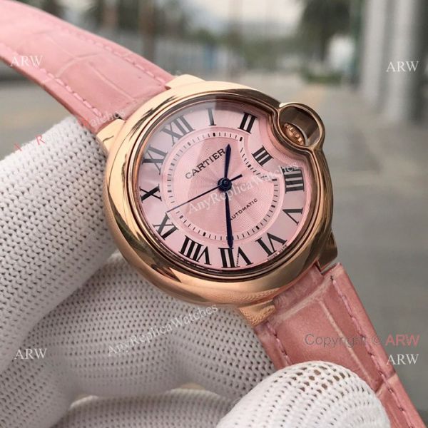 Swiss Quality Replica Cartier Ballon Bleu 33mm Watch SS Pink Dial Swiss Quality Replica Cartier Ballon Bleu 33mm Watch SS Pink Dial