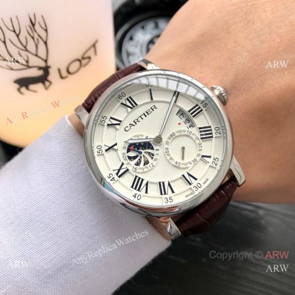 Copy Cartier Rotonde De Stainless Steel White Dial 42mm Watch Copy Cartier Rotonde De Stainless Steel White Dial 42mm Watch