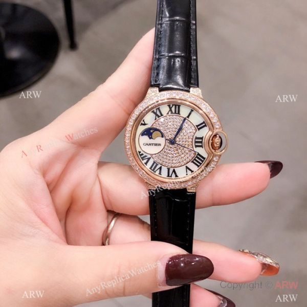 Fake Cartier Ballon Bleu Rose Gold Diamond Watches 36mm Lady Fake Cartier Ballon Bleu Rose Gold Diamond Watches 36mm Lady