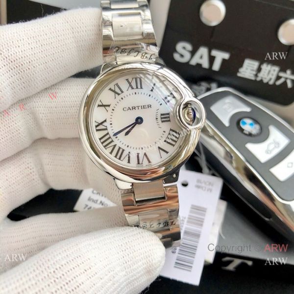 Ballon Bleu Cartier Quartz watch Copy Stainless Steel White Mop Face 33mm Ballon Bleu Cartier Quartz watch Copy Stainless Steel White Mop Face 33mm