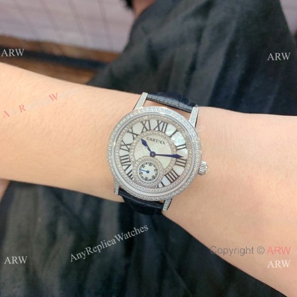 Fashion Cartier Watch Lady Diamond Bezel Black Leather Strap Fashion Cartier Watch Lady Diamond Bezel Black Leather Strap