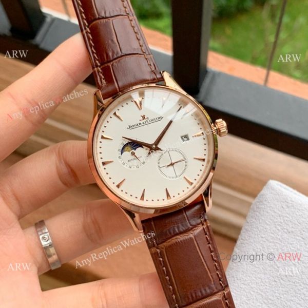 Fake Jaeger-leCoultre Moonphase Rose Gold White Dial Watch Fake Jaeger-leCoultre Moonphase Rose Gold White Dial Watch