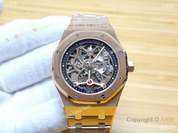 JF Fake Audemars Piguet Royal Oak Rose Gold Skeleton Watch JF Fake Audemars Piguet Royal Oak Rose Gold Skeleton Watch