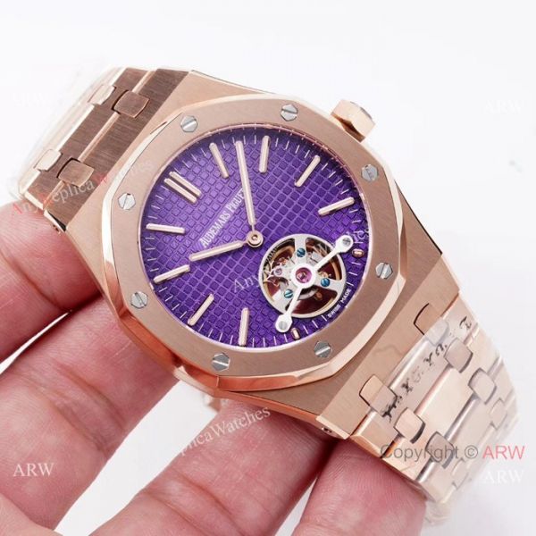 Swiss Copy Audemars Piguet Royal Oak tourbillon Watch Rose Gold Grey Dial Swiss Copy Audemars Piguet Royal Oak tourbillon Watch Rose Gold Grey Dial