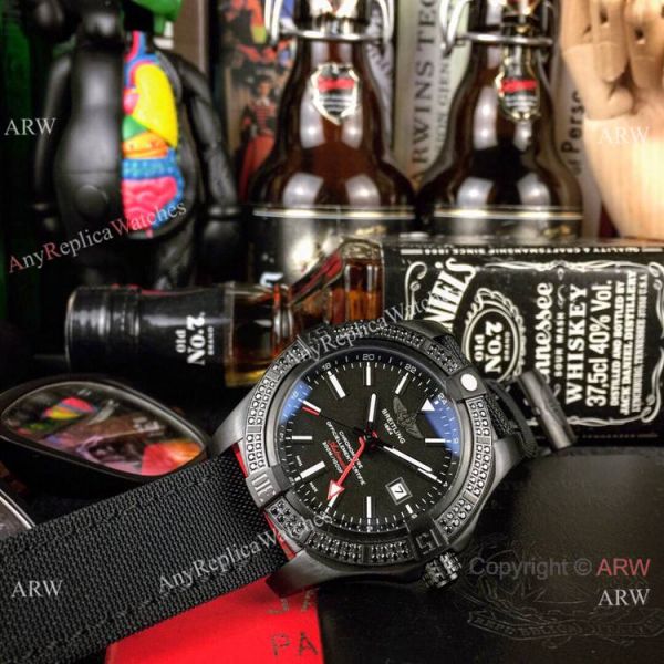 AAA Replica Breitling Avenger II GMT Diamond Bezel All Black Wrist AAA Replica Breitling Avenger II GMT Diamond Bezel All Black Wrist