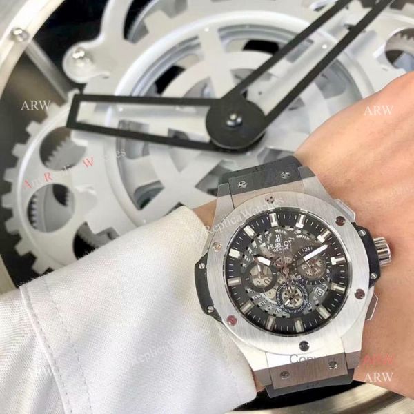 Fake Hublot Big Bang Chronograph Men Watch SS Black Rubber Band Fake Hublot Big Bang Chronograph Men Watch SS Black Rubber Band