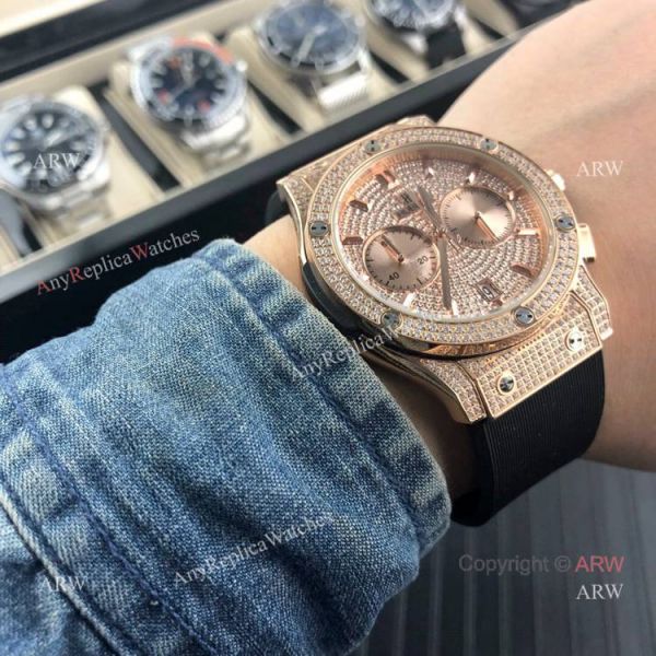 Classic Fusion Hublot Knock off Watch Rose Gold Iced Out watch Classic Fusion Hublot Knock off Watch Rose Gold Iced Out watch