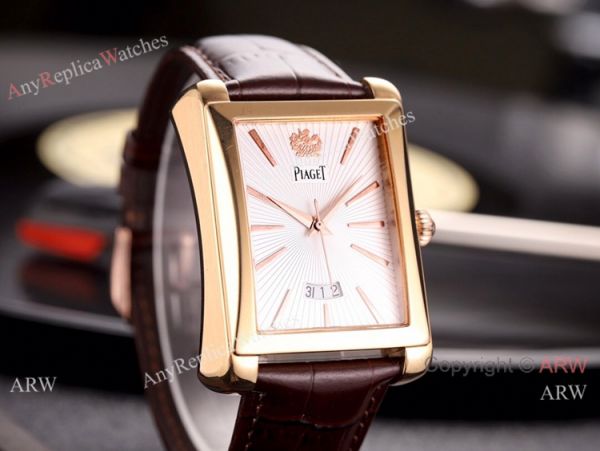 Copy Piaget Automatic Watches 40mm SS Black Dial Black Leather Band Copy Piaget Automatic Watches 40mm SS Black Dial Black Leather Band