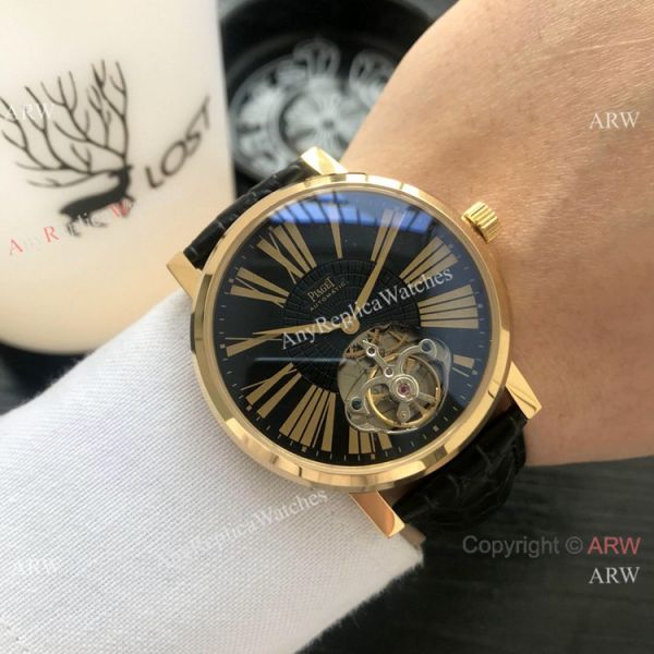 Clone Piaget Tourbillon Rose Gold White Roman Dial Men Watch Clone Piaget Tourbillon Rose Gold White Roman Dial Men Watch