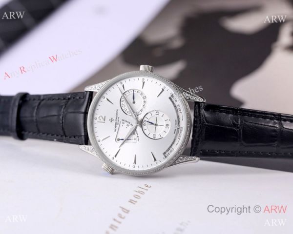 Clone Vacheron Constantin Power Reserve watch SS Diamond Black Dial Clone Vacheron Constantin Power Reserve watch SS Diamond Black Dial