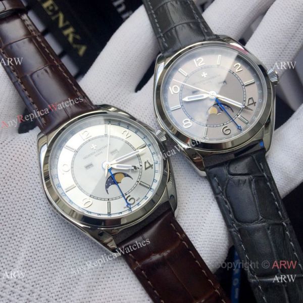 Vacheron Constantin Moonphase Watch Gray Dial Black Leather Strap Vacheron Constantin Moonphase Watch Gray Dial Black Leather Strap