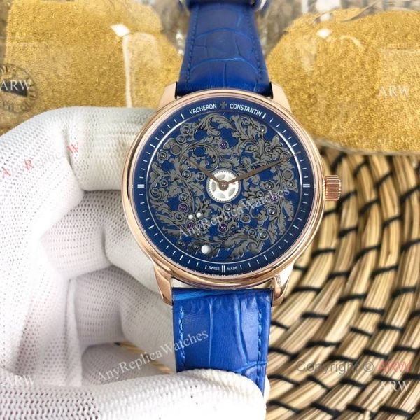 Replica Vacheron Constantin Geneve Flower Dial Blue Leather Strap Replica Vacheron Constantin Geneve Flower Dial Blue Leather Strap