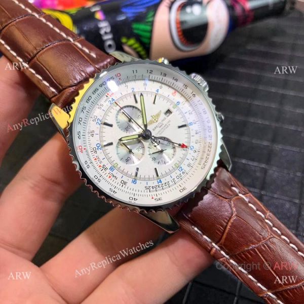 Copy Breitling Navitimer world GMT Chrono Watch Blue Dial Blue Leather Strap Copy Breitling Navitimer world GMT Chrono Watch Blue Dial Blue Leather Strap