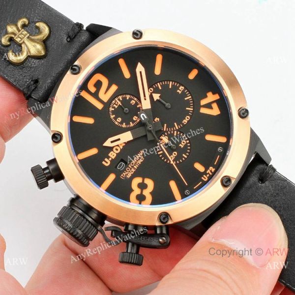 U Boat Classico U-72 Replica Watches Rose Gold Bezel Black Dial U Boat Classico U-72 Replica Watches Rose Gold Bezel Black Dial