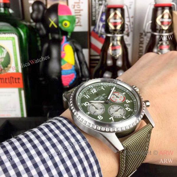 New Copy Breitling Navitimer Chronograph Watches SS Brown Military Strap New Copy Breitling Navitimer Chronograph Watches SS Brown Military Strap