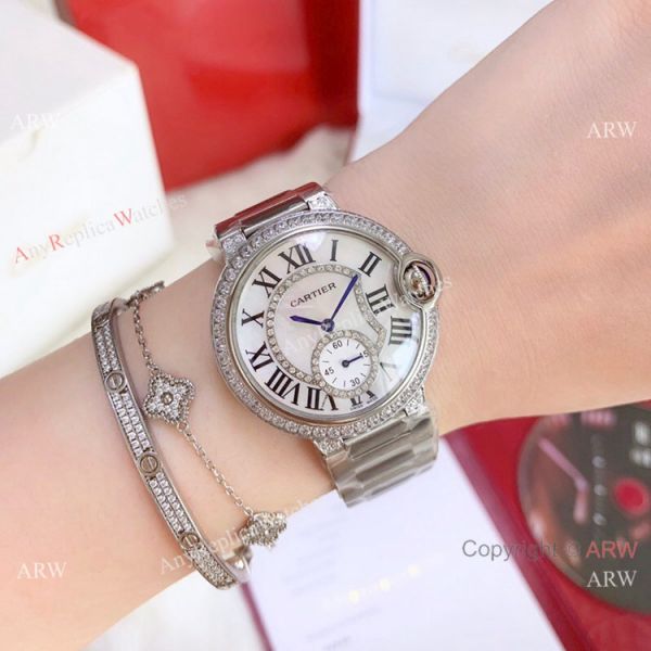 Ballon Bleu de Cartier 36mm Quartz Watches Rose Gold White MOP Dial Ballon Bleu de Cartier 36mm Quartz Watches Rose Gold White MOP Dial