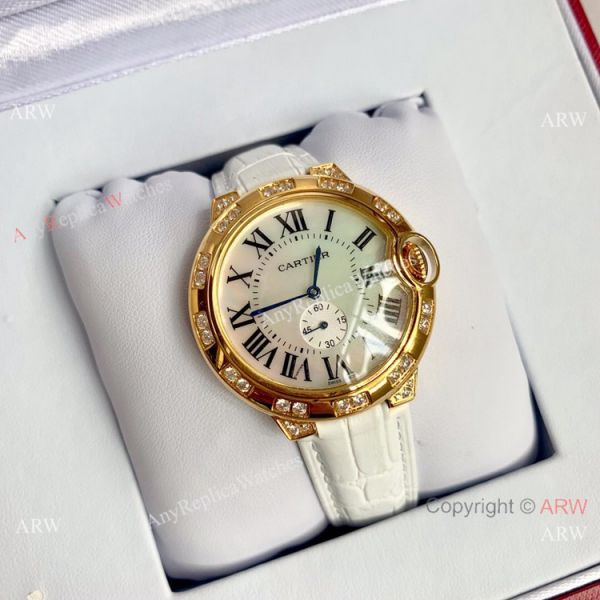 Copy Cartier Ballon Bleu 36mm Watch Yellow Gold White MOP Dial Copy Cartier Ballon Bleu 36mm Watch Yellow Gold White MOP Dial