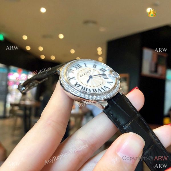 High Quality Cartier White Roman Dial Diamond Watch 36mm High Quality Cartier White Roman Dial Diamond Watch 36mm