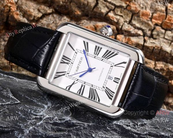 Replica Cartier Tank Solo Stainless Steel Black Roman Dial Watch Automatic Replica Cartier Tank Solo Stainless Steel Black Roman Dial Watch Automatic