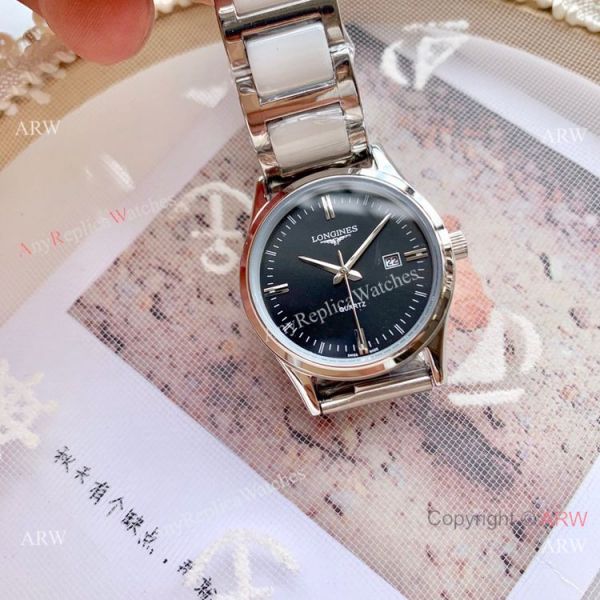 Copy Longines Quartz watches White Ceramic Rose Gold Sapphire glass Copy Longines Quartz watches White Ceramic Rose Gold Sapphire glass