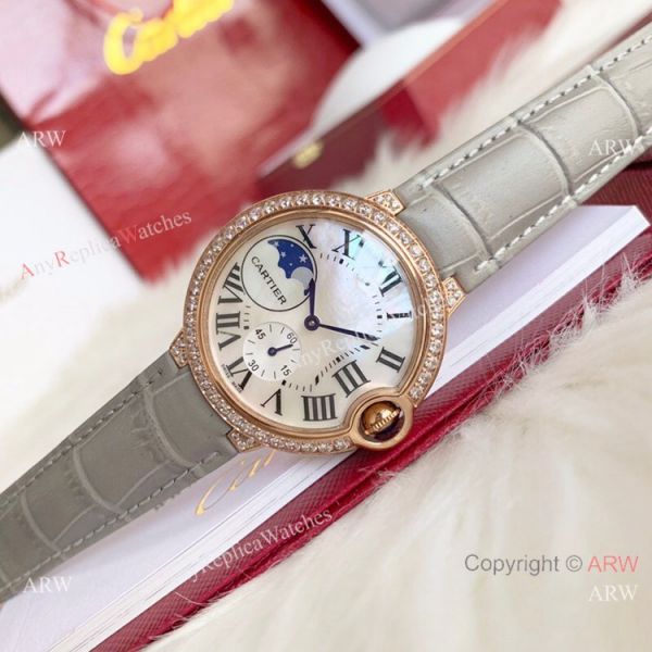 Copy Cartier Ballon Bleu quartz 36mm Watch White CeramicRose Gold Case Copy Cartier Ballon Bleu quartz 36mm Watch White CeramicRose Gold Case
