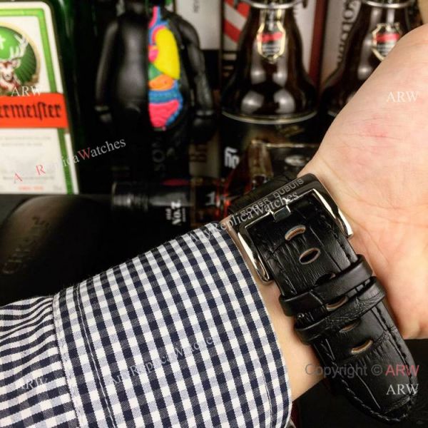 Copy Roger Dubuis Excalibur 46 Skeleton Men Watch SS Black Leather Strap Copy Roger Dubuis Excalibur 46 Skeleton Men Watch SS Black Leather Strap