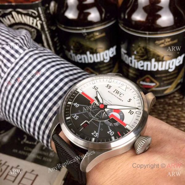 Swiss Replica IWC Pilots Top Gun SS Black Leather Strap Watch Swiss Replica IWC Pilots Top Gun SS Black Leather Strap Watch