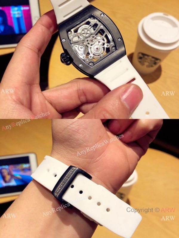 Richard Mille Knock off RM 17-01 Watches Black Case White Rubber Strap Richard Mille Knock off RM 17-01 Watches Black Case White Rubber Strap