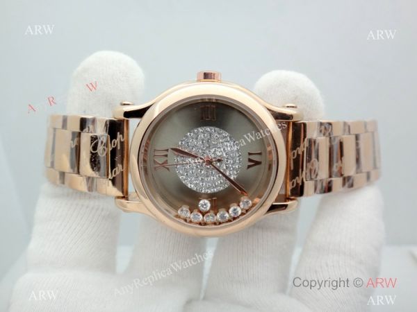 High Quality Chopard Happy Sport Quartz Watch Rose Gold Gray Dial High Quality Chopard Happy Sport Quartz Watch Rose Gold Gray Dial
